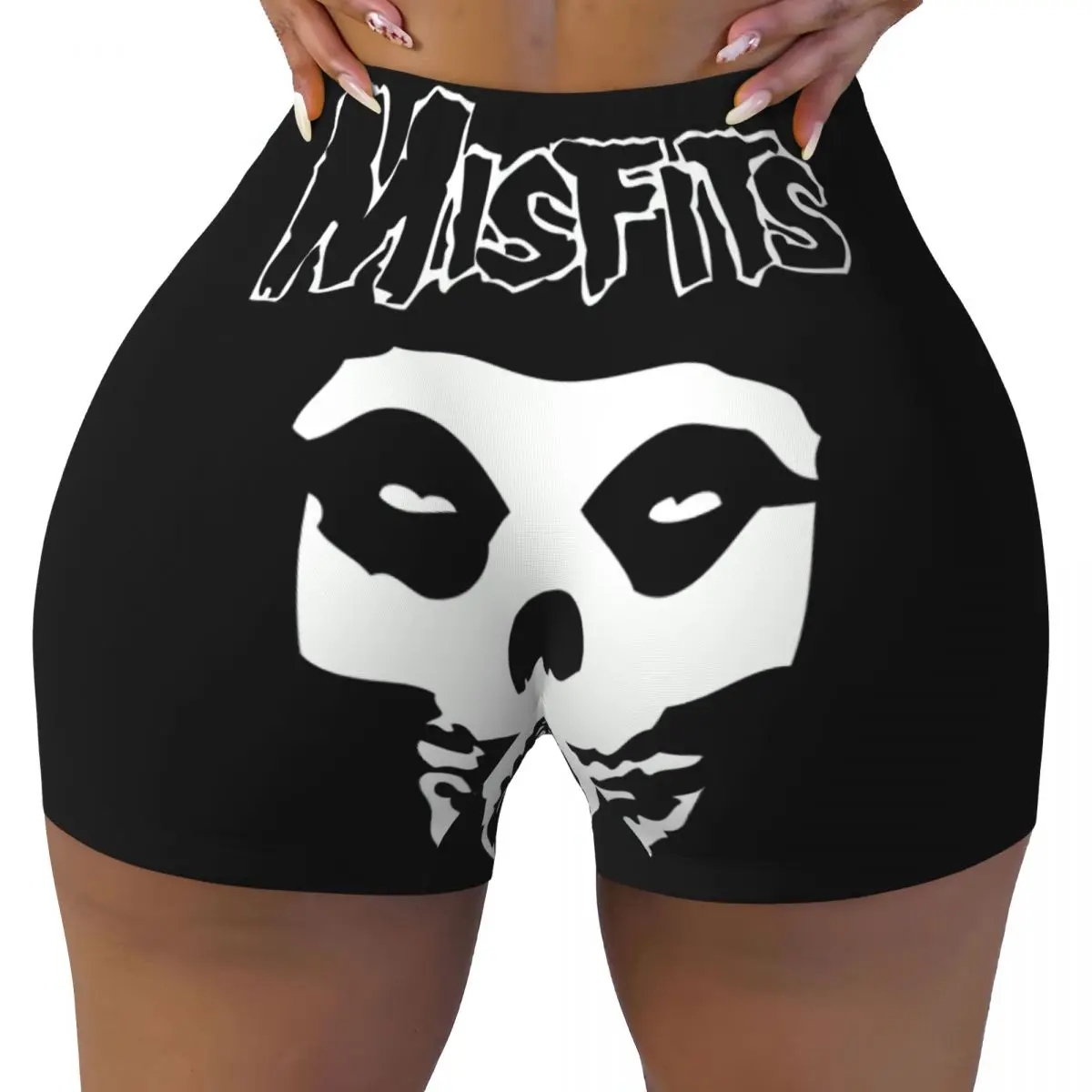Custom Horror Punk Rock Band Misfits Gym Biker Running Shorts Women's Workout Yoga Shorts