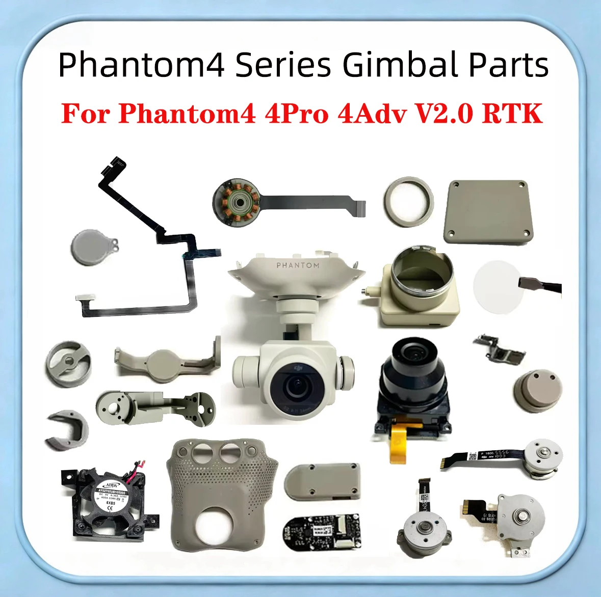 Motor de giro RTK, motor de rollo RTK, brazo de giro, cable plano, placa de cámara, ventilador y cristal UV para Phantom 4 4Pro V2.0 y la serie Phantom 4