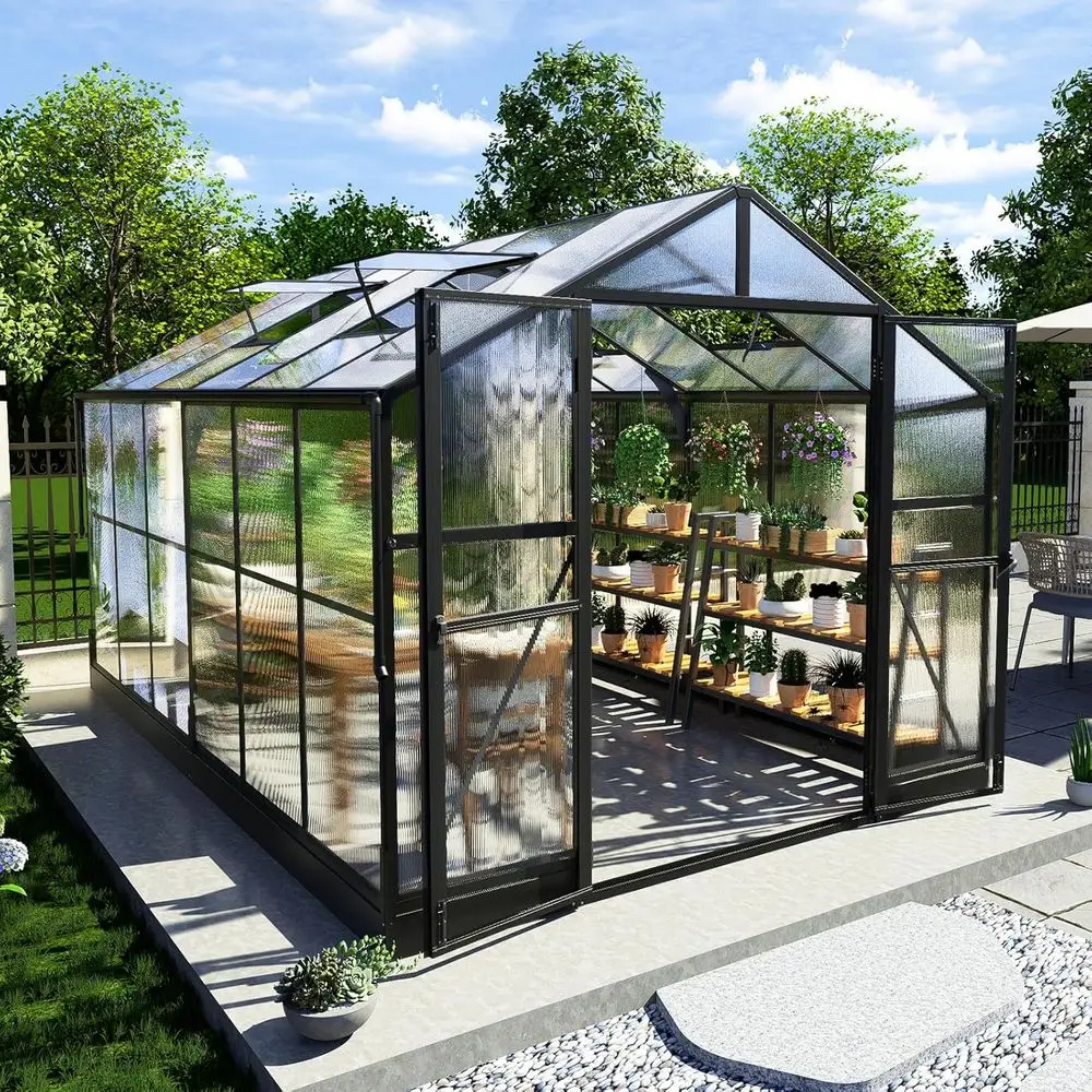 

Walk-in Greenhouse with 7ft Height, 4 Vent Windows, and Lockable Door for Outdoor Gardening