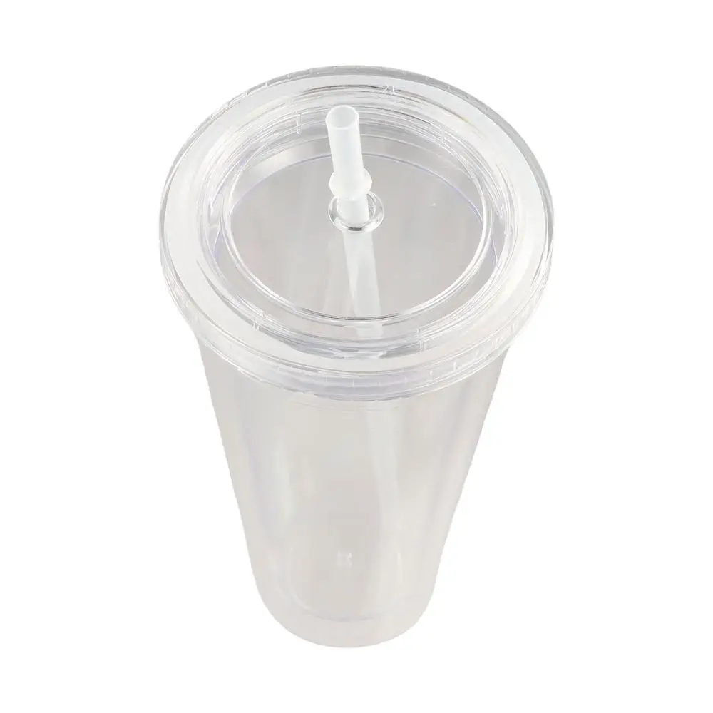 

Smoothie Cup 350/450/650ml Clear Tumbler with Lid and Straw Double-Layer Water Bottle Plastic Transparent Iced Coffee Cup Milk