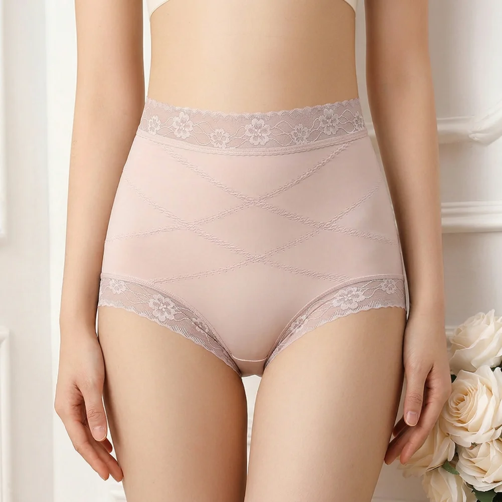 

Elastic Women Underwear High Waisted Underwear for Women Tummy Control Lace Panties Breathable Soft Stretch Full Coverage High