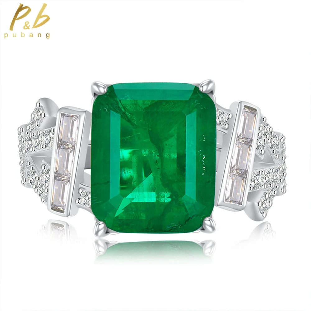 

PuBang Fine Jewelry 100% 925 Sterling Silver Diamond Ring Emerald Gem Created Moissanite for Women Engagement Gift Free Shipping