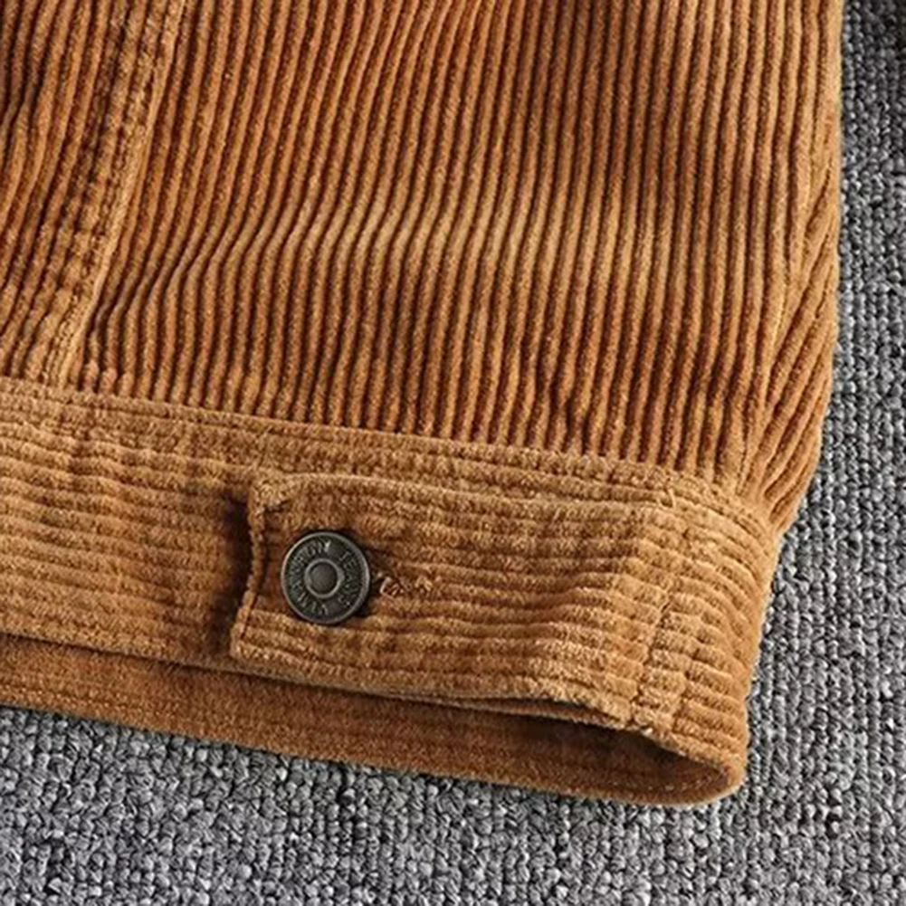 

Men Corduroy Retro Relaxed Fit Shirt Button Down Baggy Streetwear Stand Collar Blouse Multiple Color Options