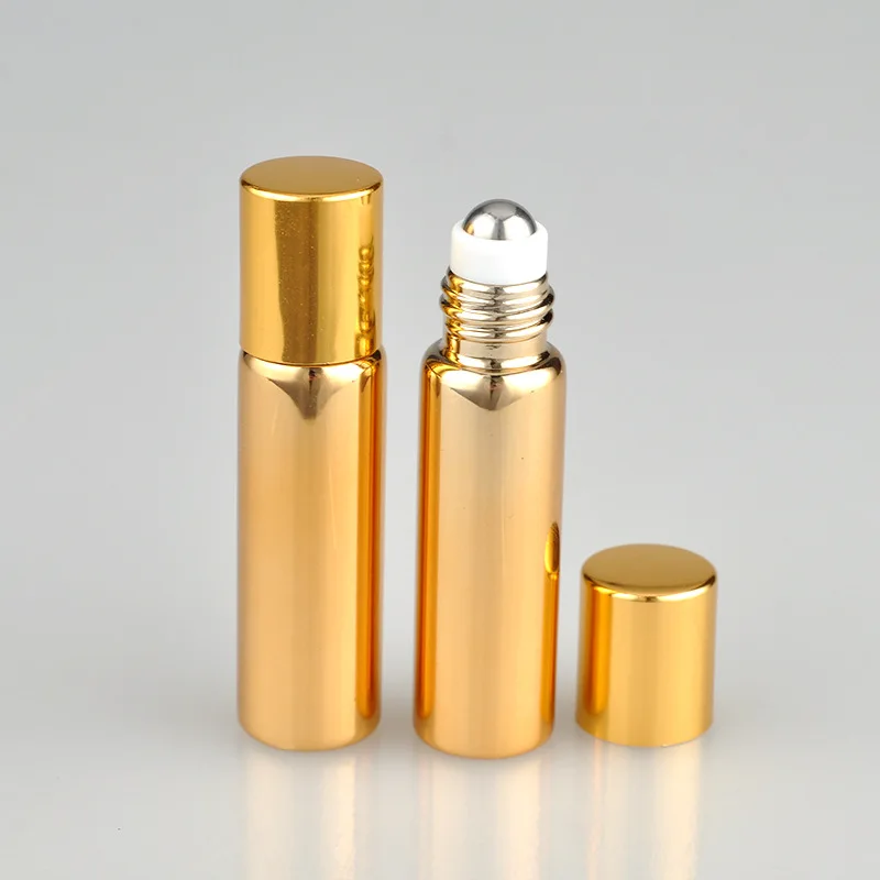 10ml Roll On Bottle Portable Essential Oil Bottle Golden Glass Refillable Perfume Bottletravel Essential Oil Roller Bottle