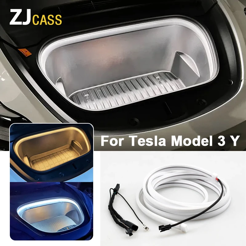 

Для Tesla 2021-2023 Model 3 Y, передний багажник, осветляющая Светодиодная лента, водонепроницаемая «сделай сам», Гибкая силиконовая лента для переднего и заднего багажника