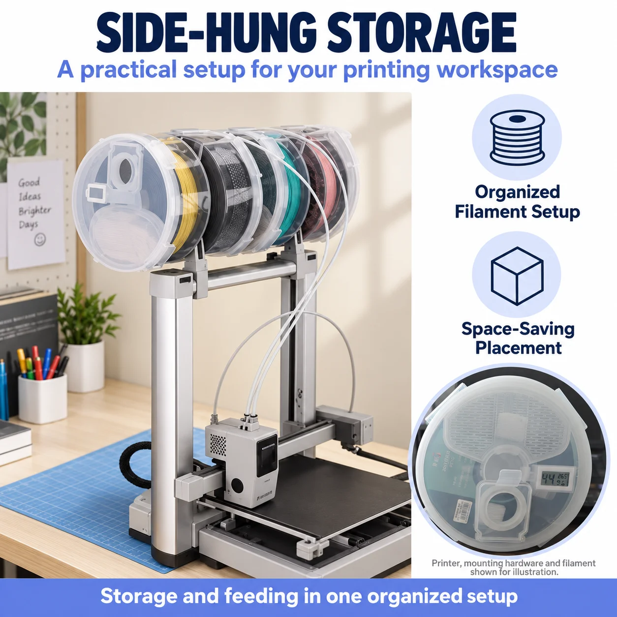 3D Printing Filament Dry Box Airtight Wall Hanging 1KG Storage Case, Dustproof Anti-Moisture Sealed Box, Wall-Mounted for Filame