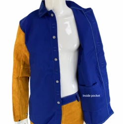 Giacca da saldatura in pelle ignifuga 11OZ Tuta in cotone ignifugo Maniche lunghe Pantaloni FR resistenti alle scintille Abbigliamento da saldatore