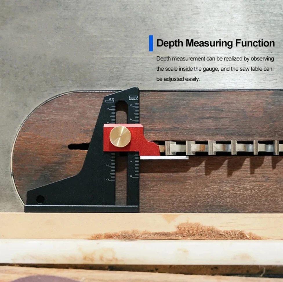Precision Height & Depth Gauge Ruler, Trimming Machine & Table Saw Adjustment Tool, Woodworking Measuring Instrument