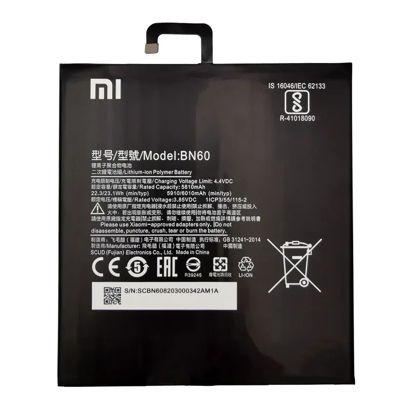 2025 Years New 100% Original Battery BN60 For Xiao Mi Xiaomi Pad 4 Tablet Pad4 MiPad4 6010mAh High Capacity Bateria + Tools