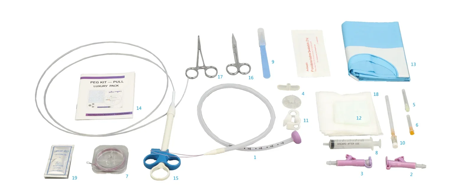 Disposable Percutaneous Endoscopic Gastrostomy (PEG) Feeding Kits & Tubes Class II Medical Device Sizes 12-24Fr