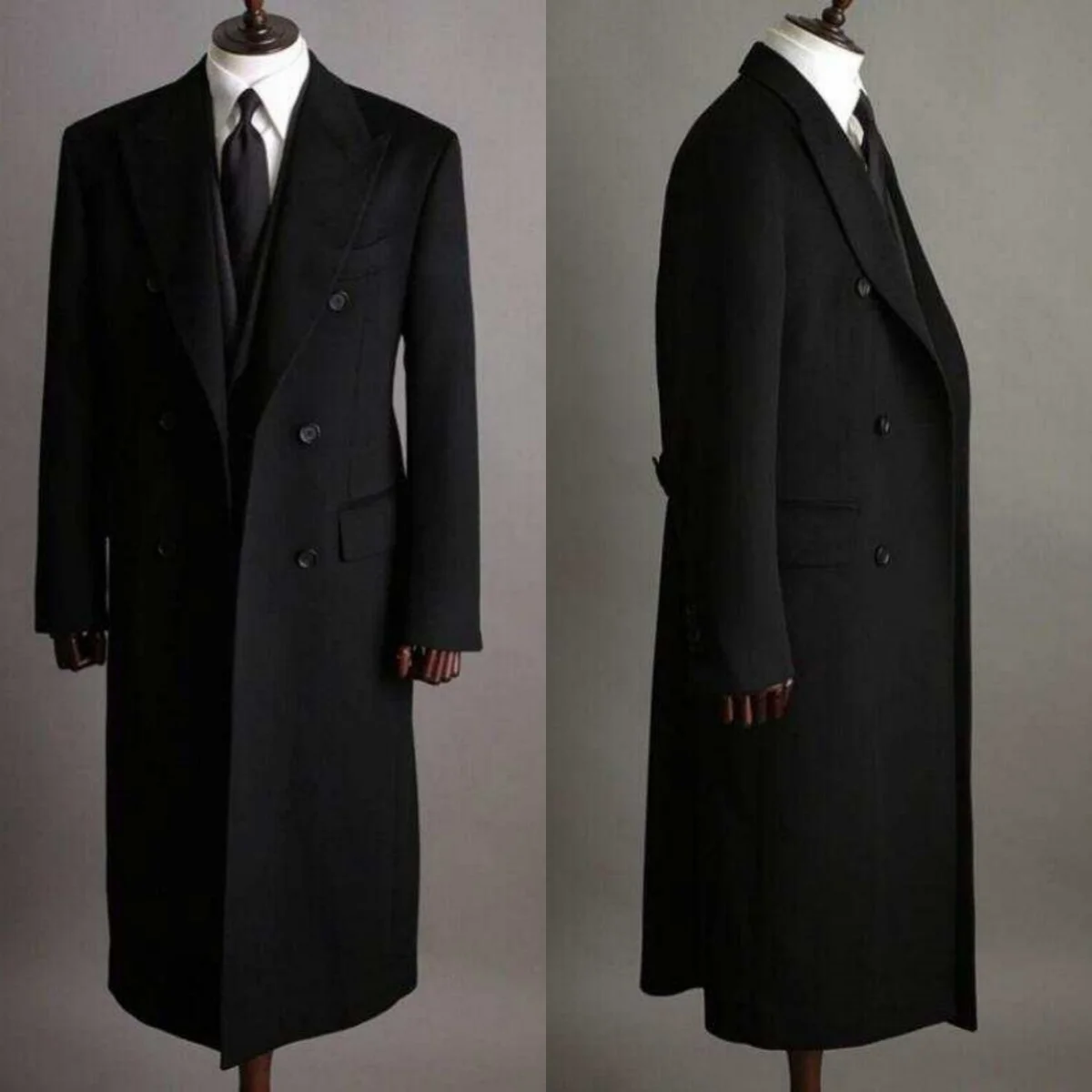 

Formal Men Long Coat Double Breasted Wool Blends Business Blazers Fashion Winter Autumn Warm Jacket Overcoat Customized