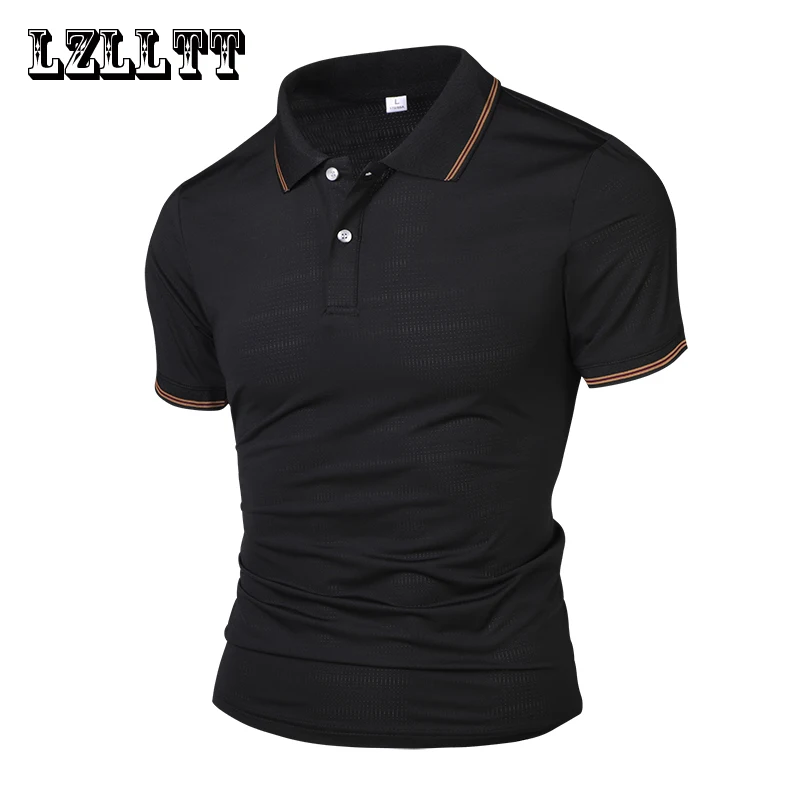 

Летние мужские дышащие рубашки-поло, мужские повседневные однотонные рубашки-поло приталенного кроя, модные деловые рубашки-поло для мужчин, дропшиппинг LZLLTT