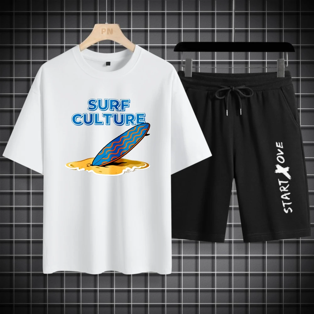 Men's T-shirts Sets Fashion Short Sleeve+ Shorts Men's sweatshirt set Outfit Breathable men's suits Polyester Summer