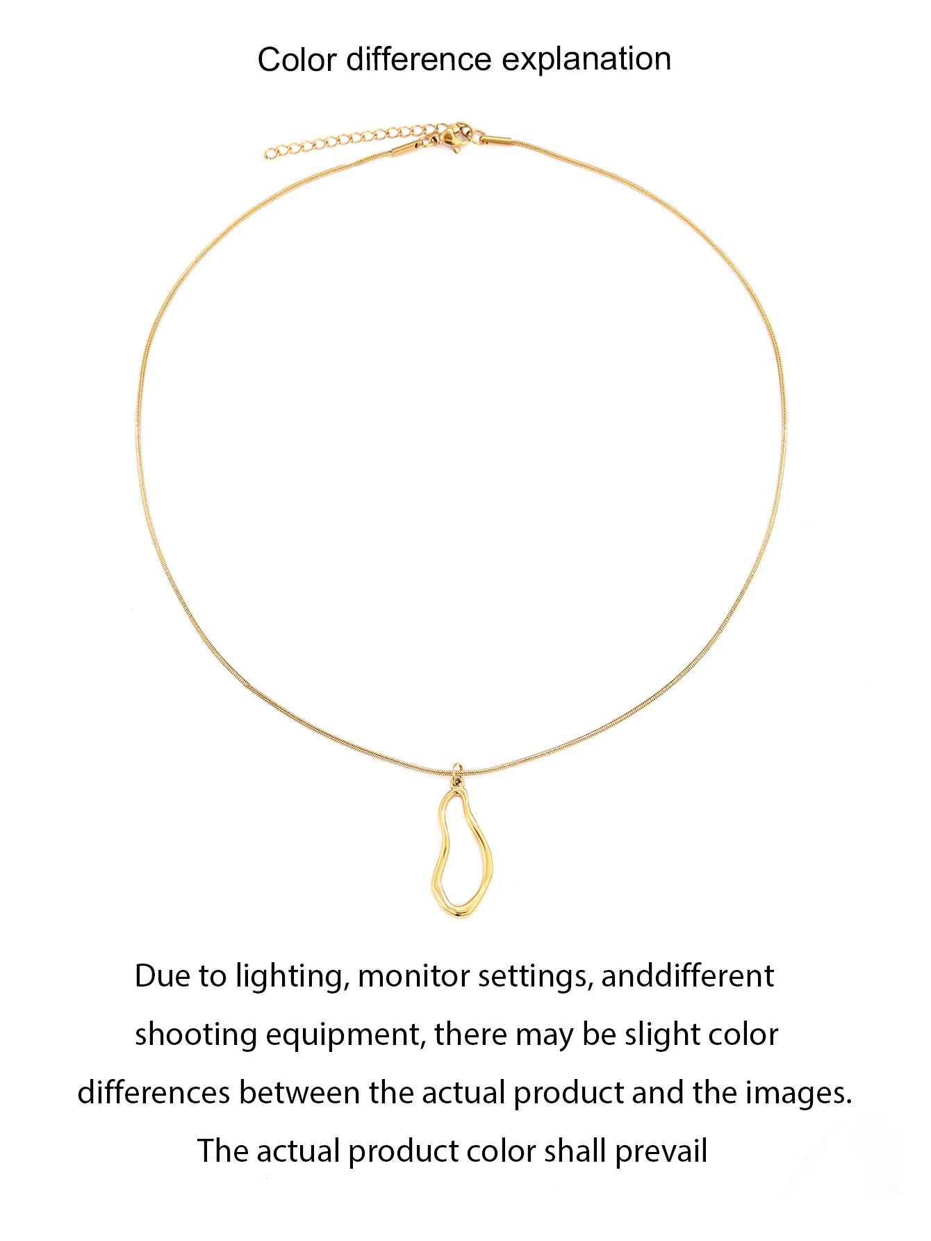 Stainless Steel Irregular Open Pendant Necklace, Gold Snake Chain, Minimalist Abstract Style, Waterproof Jewelry for Women,Daily