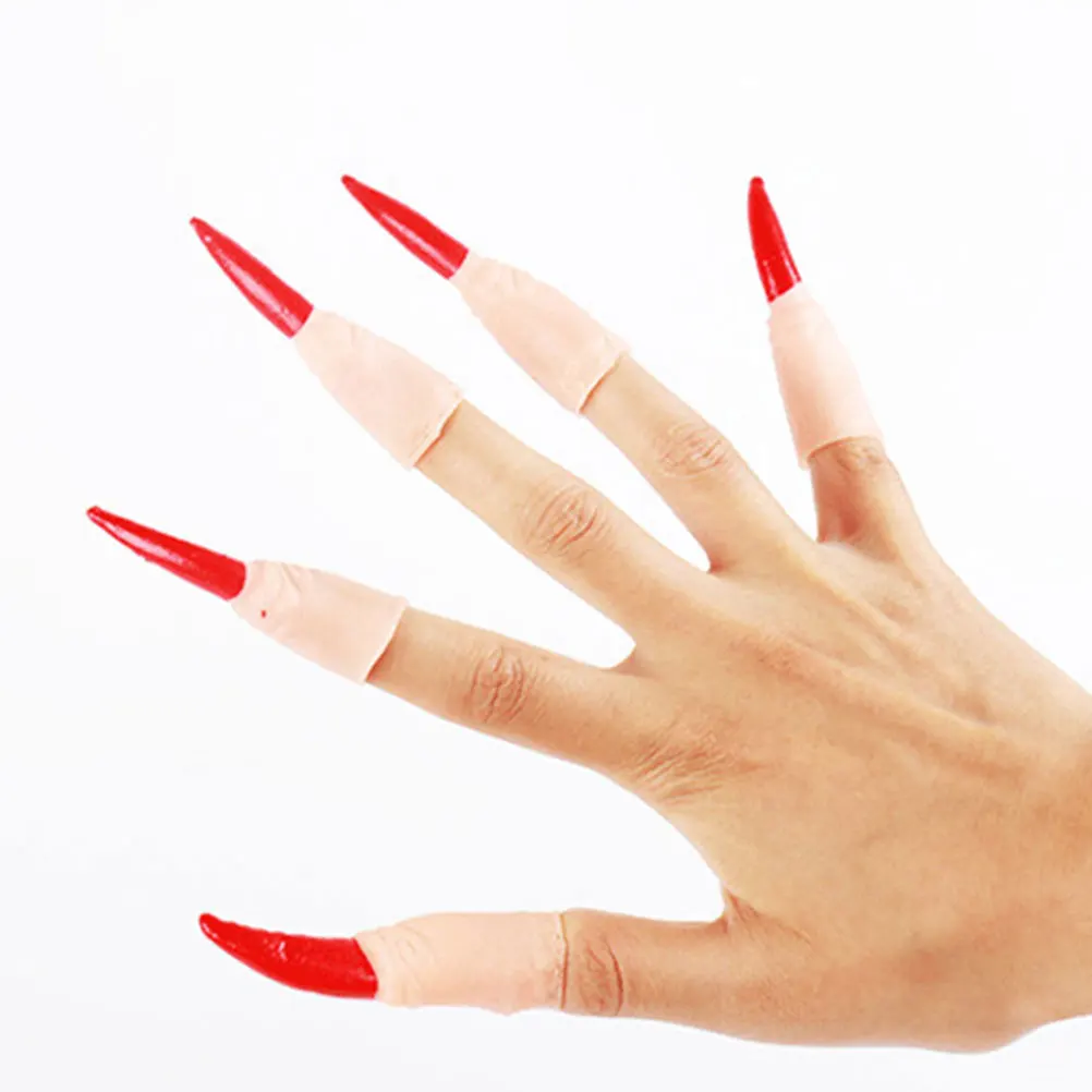 

20 Pcs Witch Nails Halloween Horror Decorations Fake Fingers Trick Claws Rubber Costume Accessories