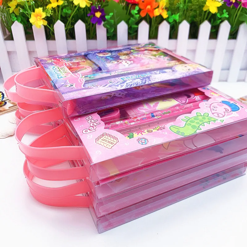 Disney  Frozen princess Anime Stationery Children Pencil Eraser Kids Stationery Set Kawaii Student Gilrs Boys Bags Birthday Gift