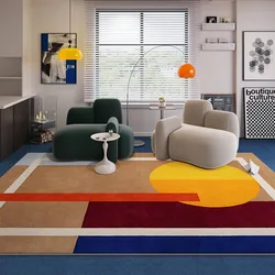 Creative Minimalist Geometric Living Room Carpet Dopamine Bedroom Carpet Colorful Art Modern Decoration Rug Easy Care Study Rugs