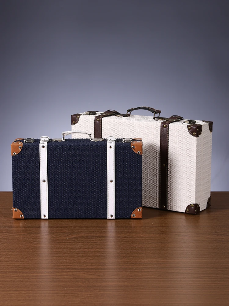 

Ретро-коробка для хранения из искусственной кожи, плетеная, ручная работа, настольный органайзер для дома, реквизит для фотосъемки, коробка для хранения одежды, простая и стильная