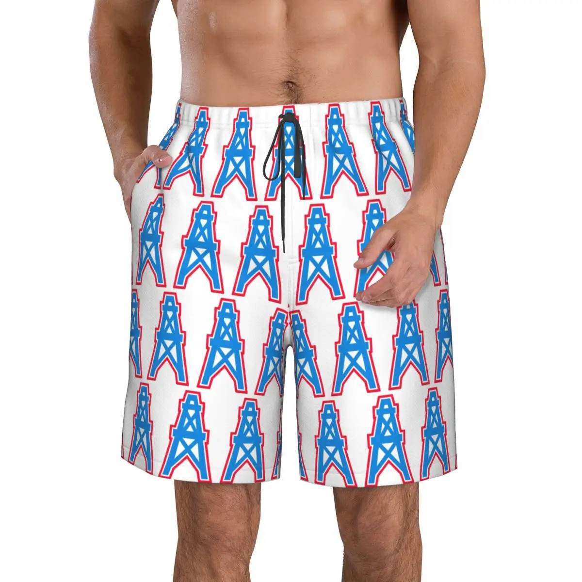 Houston Oilers T-Shirt1980 Houston Oilers Trunks Beach Board Shorts Casual Quick Dry Swim Summer Men Pants view 2