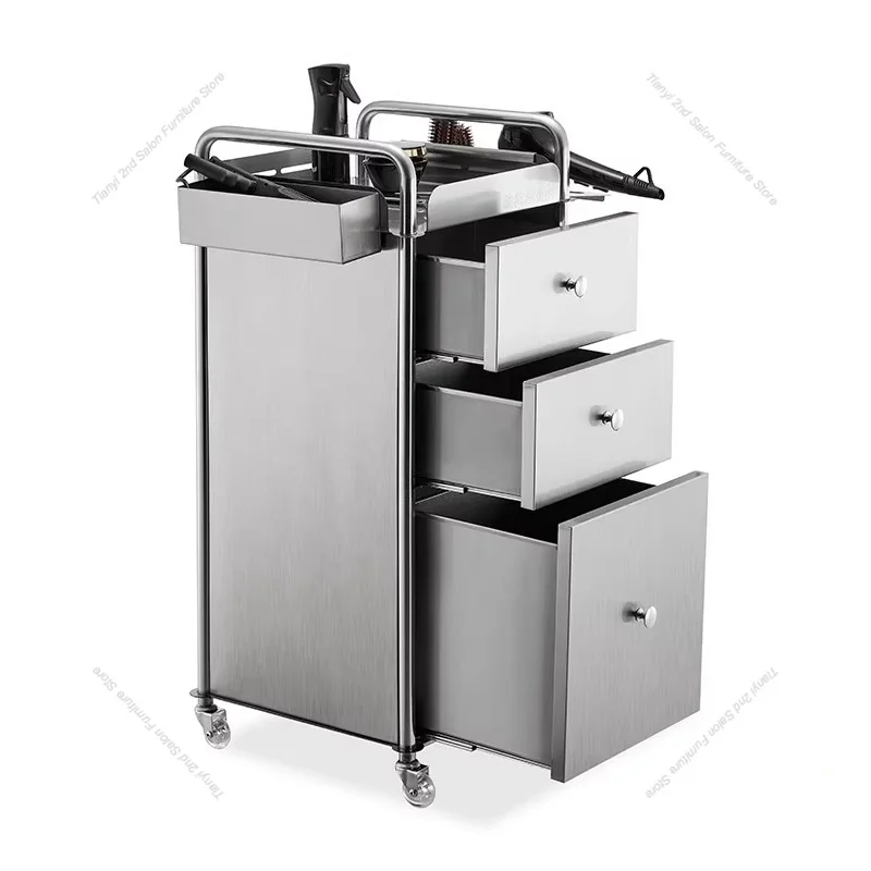 Stainless Steel Barbershop Salon Trolley Beauty Salon Specific Tool Cabinet Barber Storage Salon Furniture Kosmetik Wagen FYST
