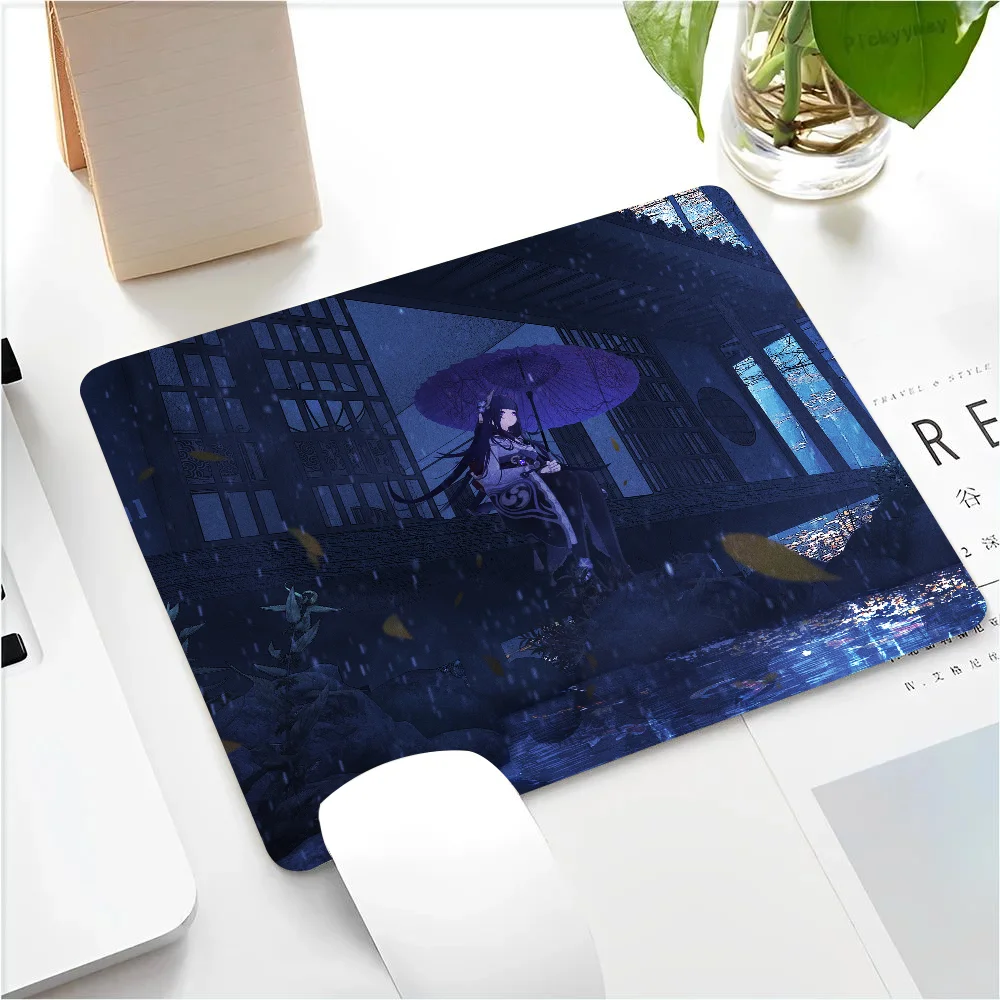 Raiden Shogun Genshin Impact Mousepad Small LockEdge Mouse Pad For Gamers Computer Desk Pad Rectangular Anti-slip Rubber