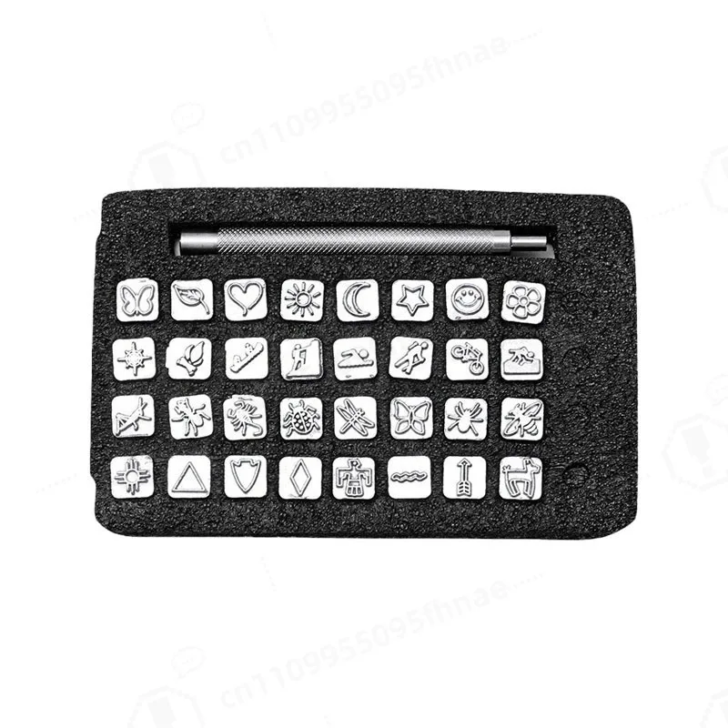 

Leather Carving 32Pcs Insect Stamp Set Indian Style DIY Leather Craft Printing Tool For Handmade Leather Working Project
