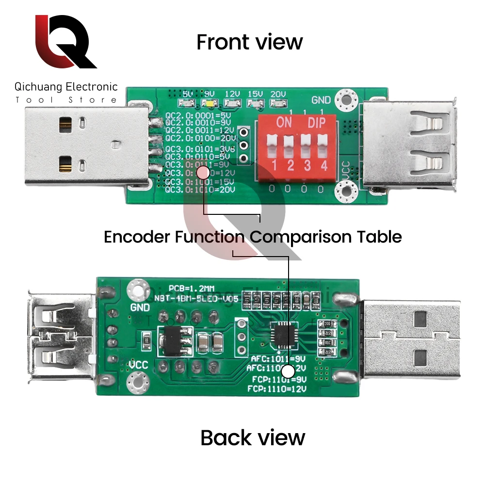 QC2.0/3.0 5V 9V 12V 15V 20V Fast Protocol Charge Trigger Decoy Qualcomm Trigger Voltage Aging Detection Adapter Test Module