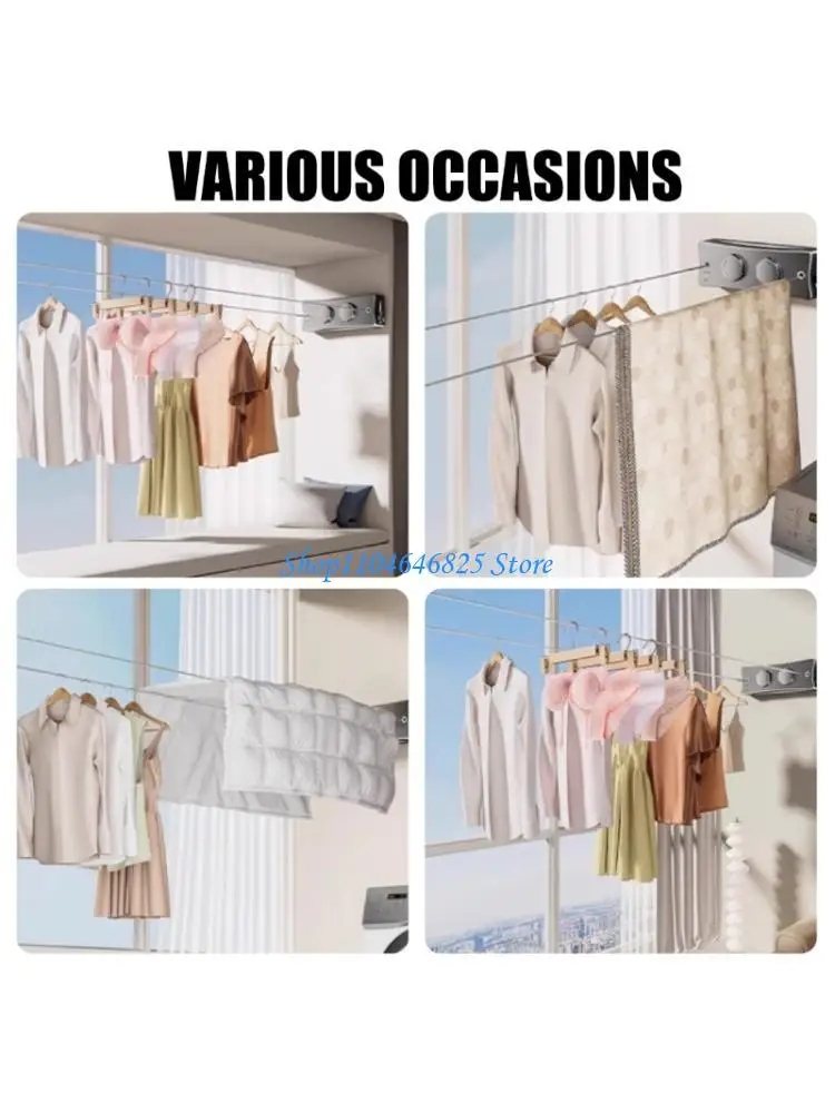 

Современная выдвижная бельевая веревка для сушки в помещении. Требуется без сверления. Простая установка. Экономия места. Для