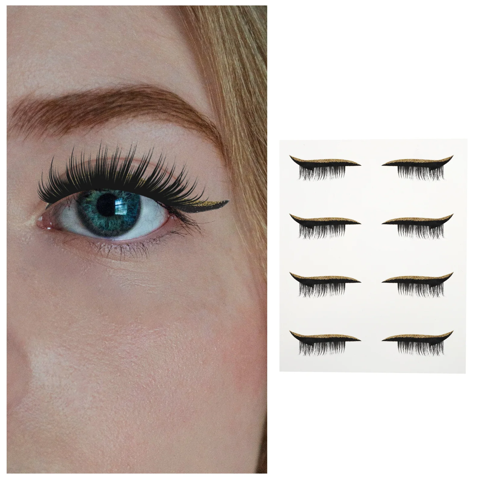 

4Pairs False Eyelash Eyeliner Decal Self-Adhesive Eye Line Strip Suitable for Concert Costume Party Gift Women Men Daily Wear