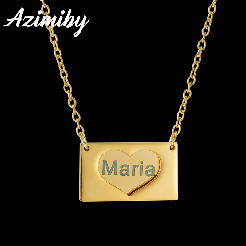 

Azimiby индивидуальное ожерелье с гравировкой в виде сердца из нержавеющей стали, персонализированное ожерелье с гравировкой даты для мужчин и женщин, ювелирные изделия, подарки