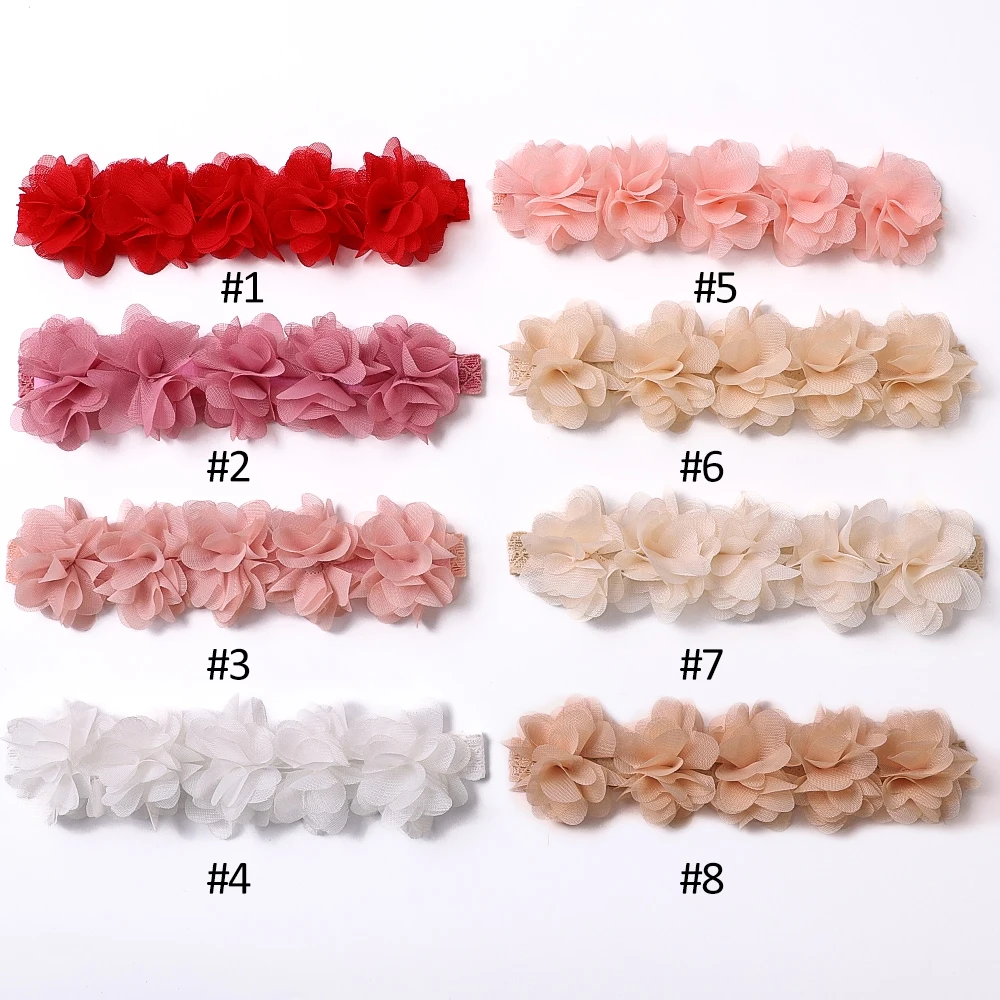 Diademas florales de gasa para bebé, accesorios para niños, cosas para bebés, bandas de goma para niñas, accesorios