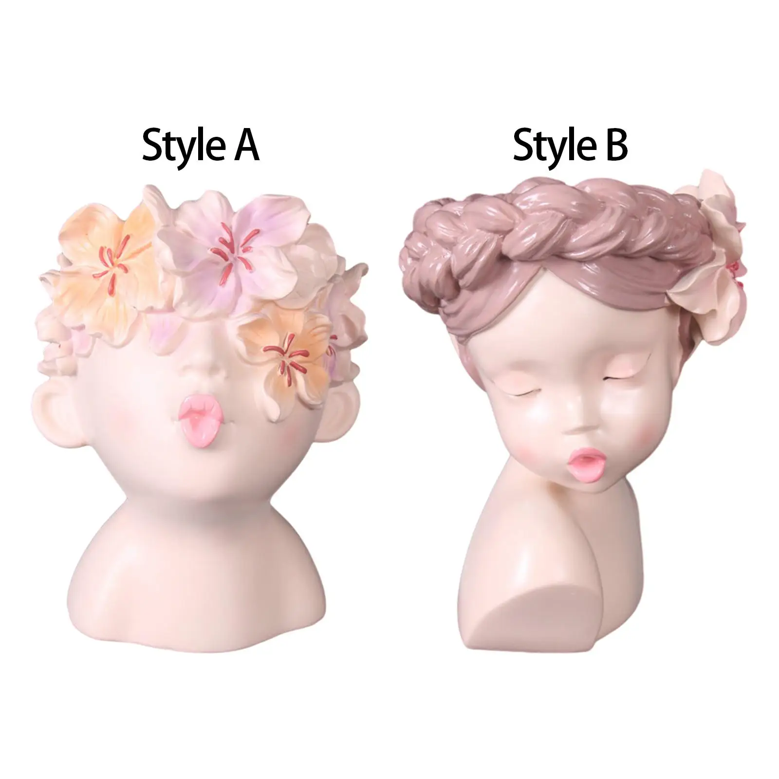 

Head Planter Mini Ornament Sculpture Statue Vase for Plant Flower Bar Home