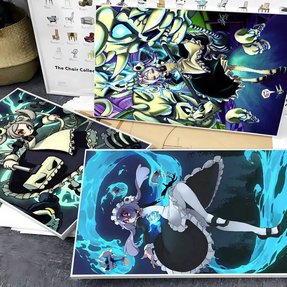 Poster Tempel Film Game M-Marie SkullGirls Stiker Dinding Mewah untuk Dekorasi Bar Ruang Tamu Lukisan Dekoratif Antik