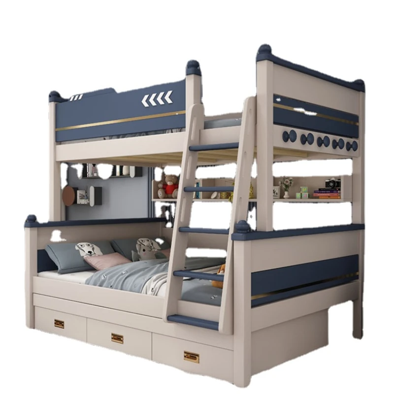 YY Solid Wood Height-Adjustable Bed Small Apartment Children's Bed Upper and Lower Bunk Combination Bunk Bed