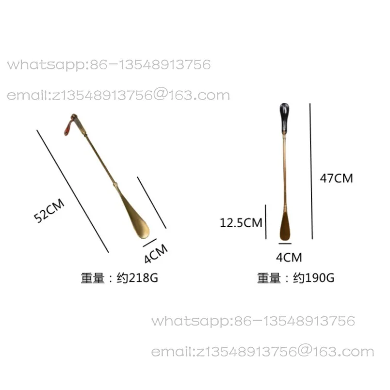 Brass shoehorn long handle metal retro shoe lift shoe wearer home creative Nordic light luxury shoes draw