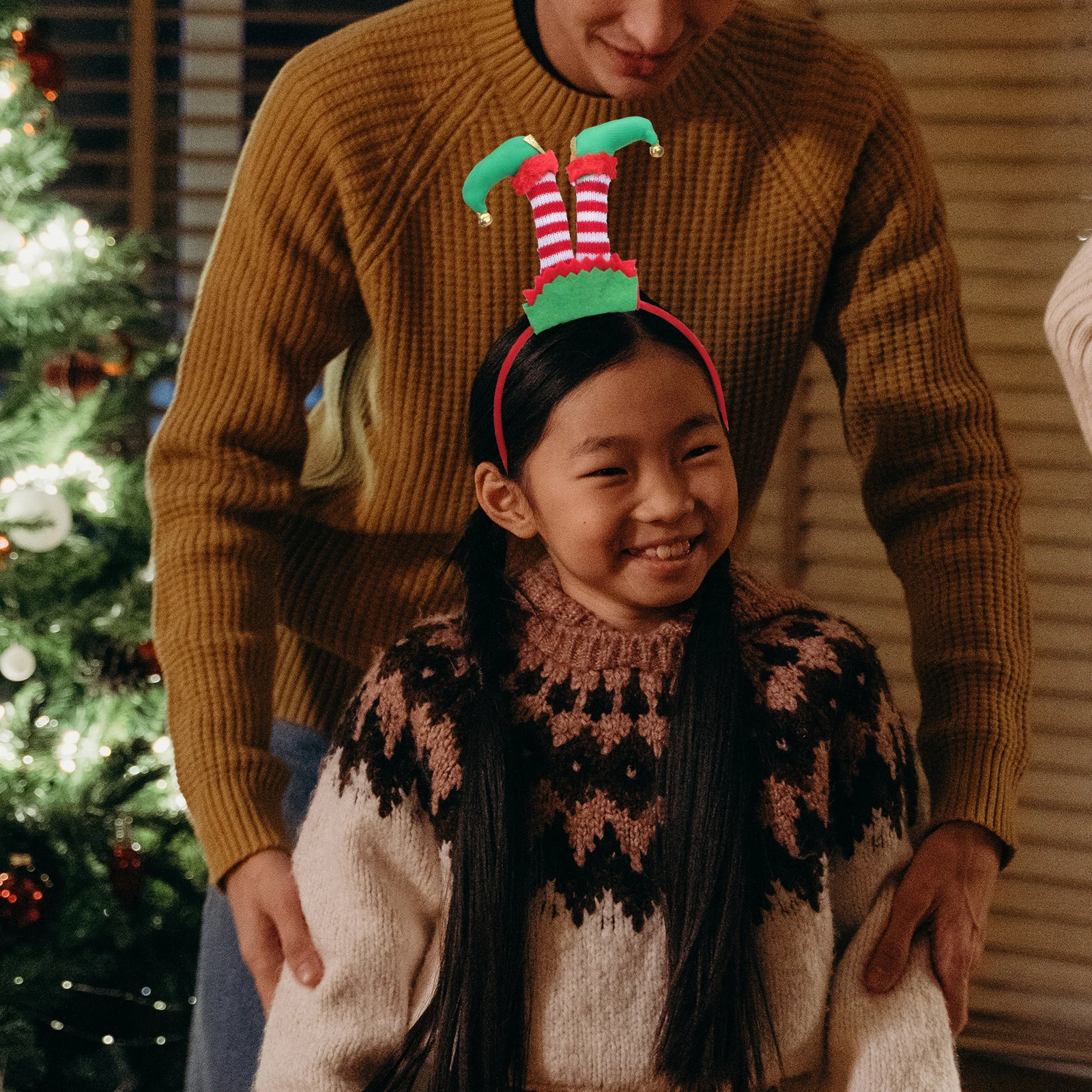 

2Pcs Christmas Tree Headbands Xmas Hair Hoops Premium Cloth Headdresses Party Decorations Adults Lovely Headbands