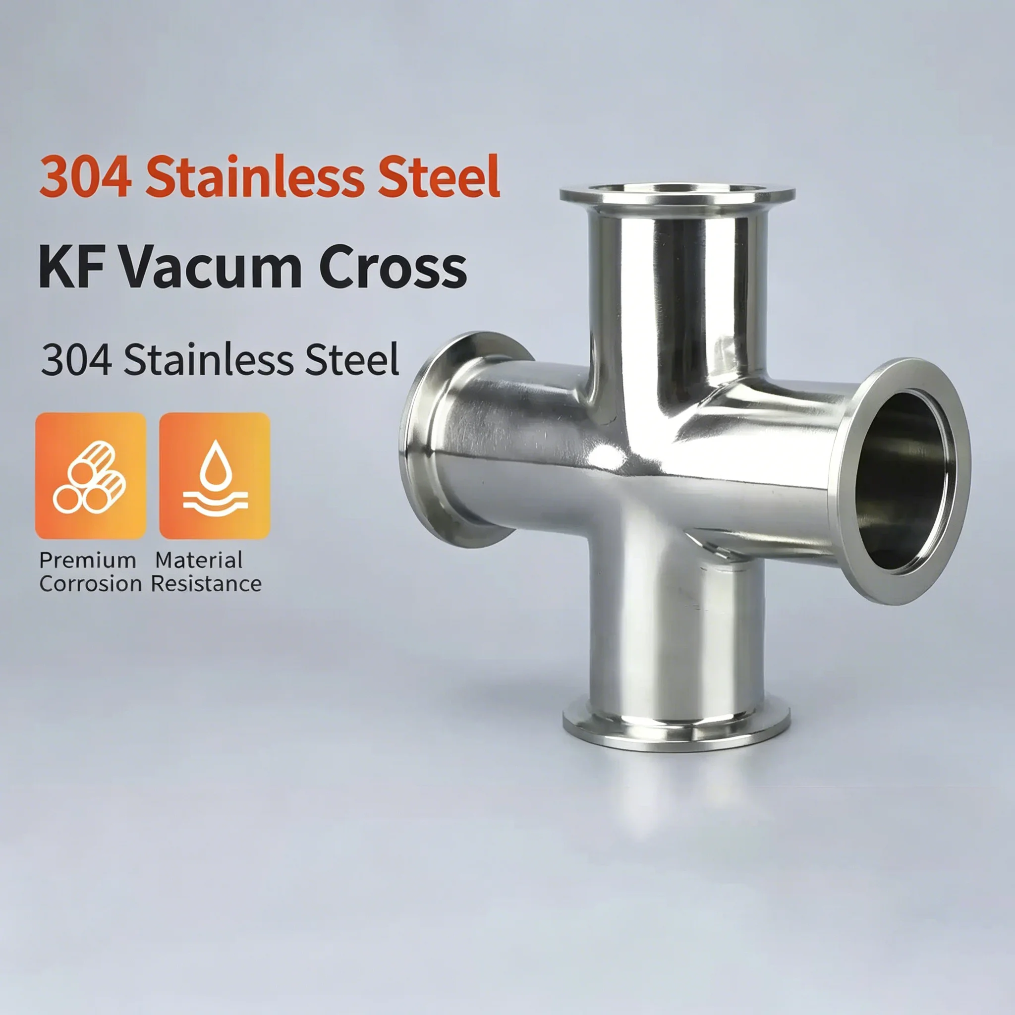 Sanitary Quick-clamp Equal-diameter Cross Union, 304 Stainless Steel Clamp-type Ferrule Cross Pipe Fitting