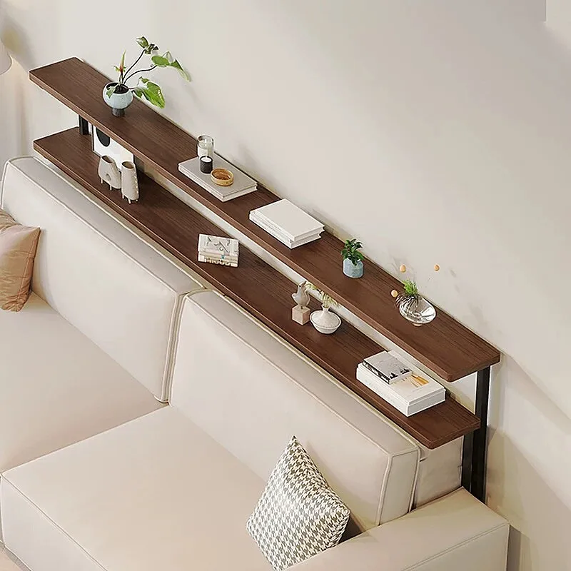 Multifunctional Solid Wood Narrow Console Table Behind Sofa Slim Shelf Radiator Gap Storage Tables Iron Bedside Bookcase Stand