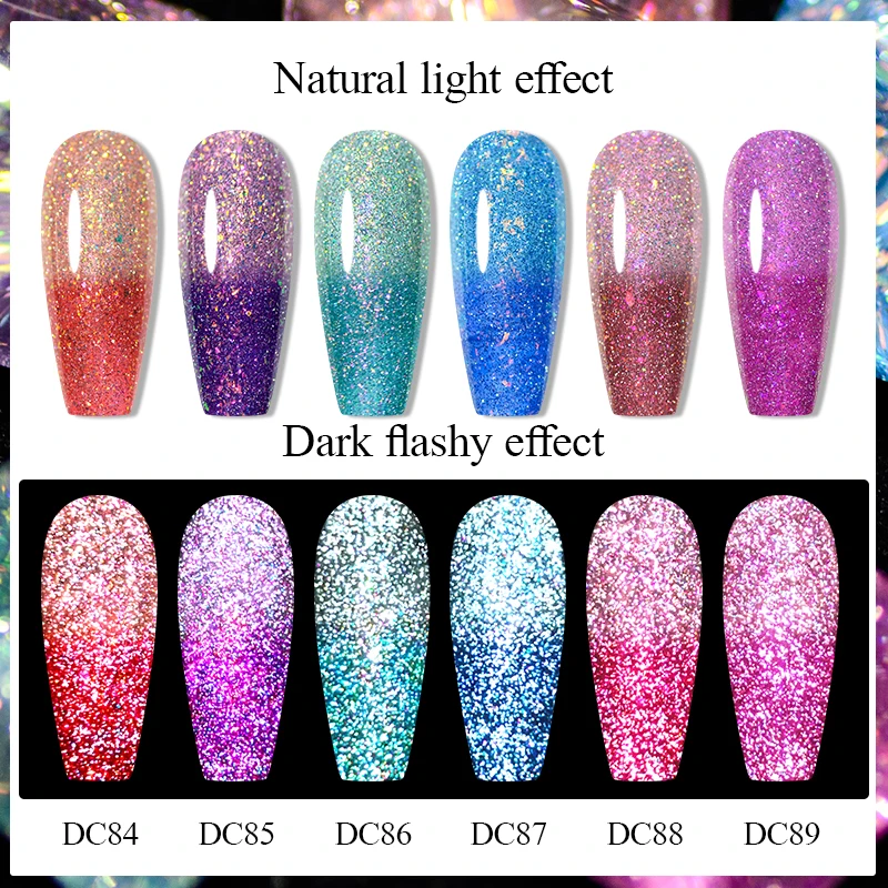 Mtssii Glitter Thermal Gel Nail Polish Reflective Purple Blue Nail Gel Semi-permanent Varnish Soak Off UV Gel All For Manicure