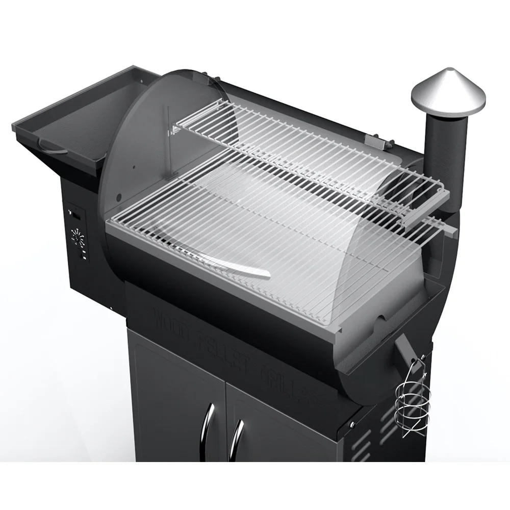 Hornos eléctricos portátiles grandes para parrilla de pellets, ahumadores de estilo moderno con control de temperatura hechos de acero