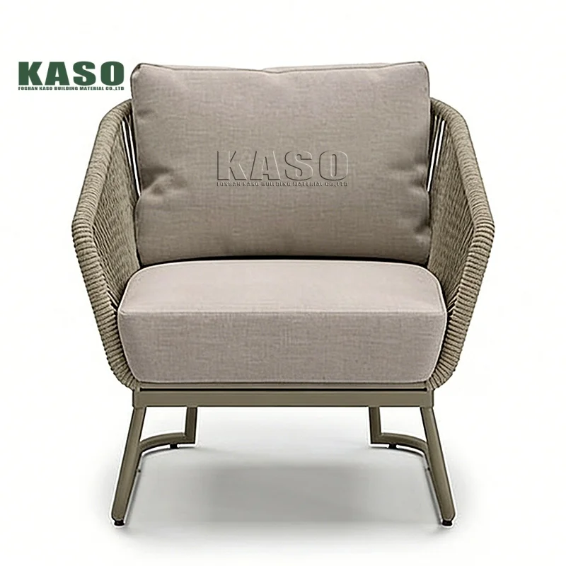 Woven Rope Garden Sofa Set Modern Hotel Aluminum Frame Outdoor Lounge Set Resort Waterproof Patio Furniture Conversation Set