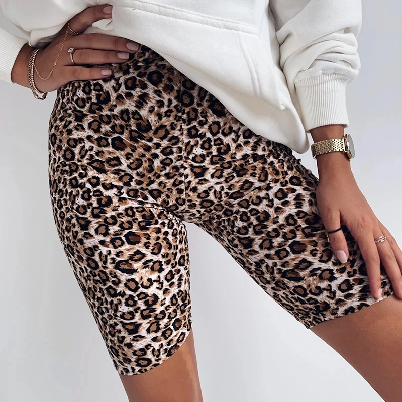 Pantaloncini da allenamento leopardo calzamaglia da ciclismo da donna Sport sudore pelle di serpente pantaloncini da motociclista a vita alta comodi