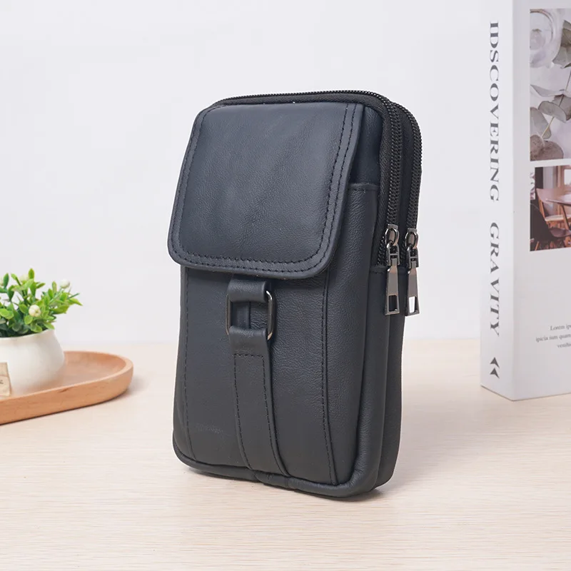 1PC Outdoor Work Bag Mobile Phone Waist Bag Men\'s Work Cigarette Case Leather Case Key Chain Wear Belt Bag Outdoor Portable Bag