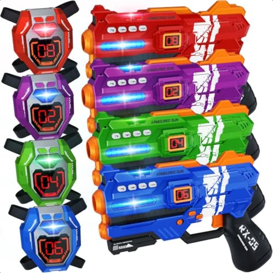

Laser Tag Guns Set of 4 Laser Tag Guns with Digital LED Score Display VestsGifts for Teens and Adults Boys Girls Adults and Fam