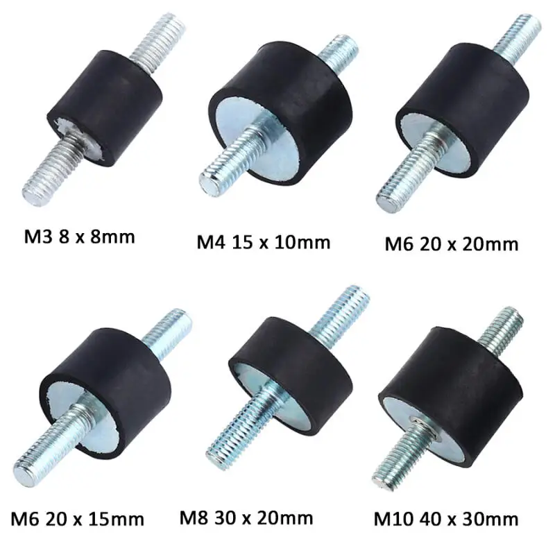 4Pcs Male Thread Rubber Vibration Isolators, M3 M4 M5 M6 M8 M10 Anti Shock Absorber Mounts for Pump, Car, Boat, CNC Machine