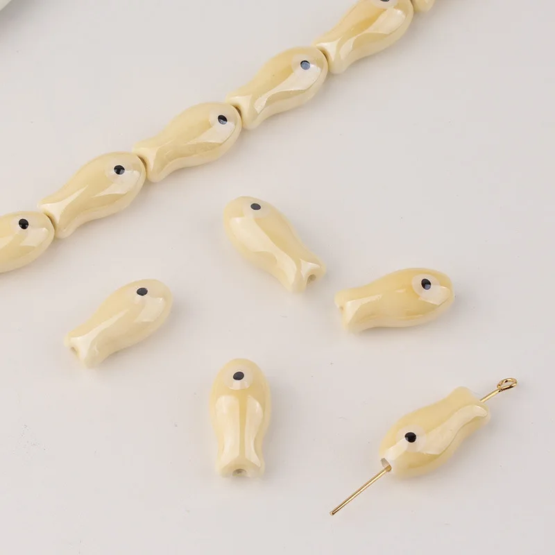 10Pcs Retro Small Fish Beads Charms Ceramic Spacer Loose Beads For Jewelry Making DIY Bracelet Accessories