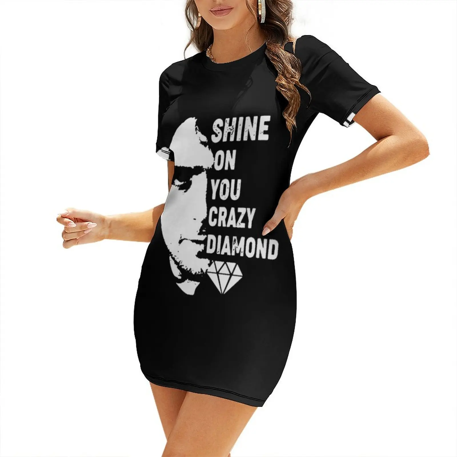 Shine On You Crazy Diamond Short Sleeved Dress Women's summer suit Dress woman Dress