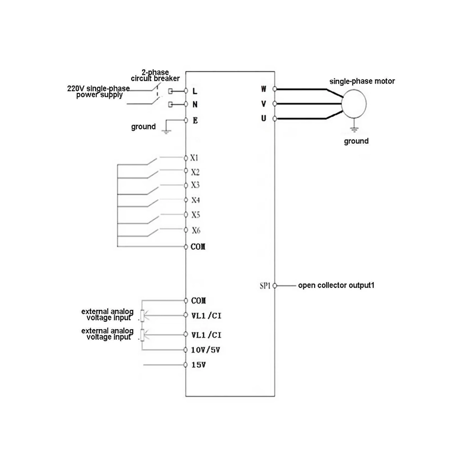 Regolatore di velocità dell'azionamento a frequenza variabile monofase 220V Azionamento di controllo PWM del motore CA trifase 4kW