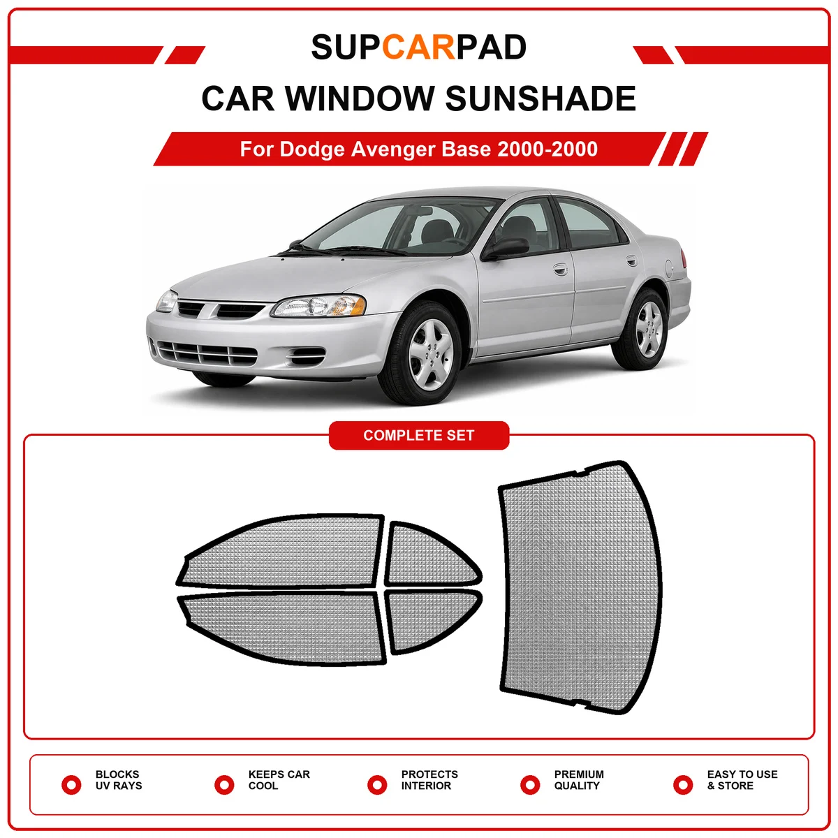 For Dodge Avenger Base 2000-2000 Pre‑Cut Auto Window Sunshade Anti‑UV Car Sun Visor Protector