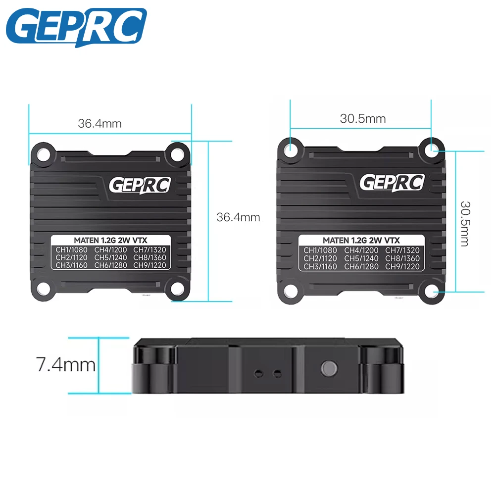 GEPRC MATEN 1.2Ghz 2W 2-8S 9CH 30.5*30.5mm Transmission d'image FPV Vtx